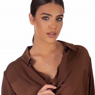 Oxzen ασημένιο κολιέ στεφανάκι με οπάλιο και λευκά ζιργκόν