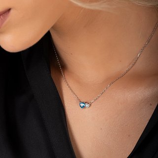 Oxzen ασημένιο κολιέ με καρδούλες