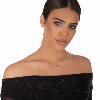 Oxzen ασημένιο κολιέ μονόπετρο με ζιργκόν