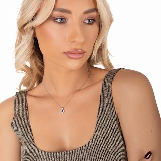 Oxzen ασημένιο κολιέ μονόπετρο με ζιργκόν