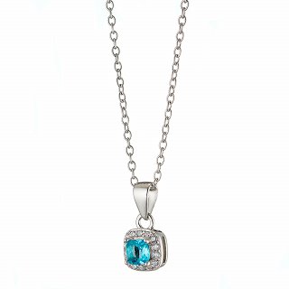 Oxzen ασημένιο κολιέ τετράγωνο μονόπετρο με ζιργκόν