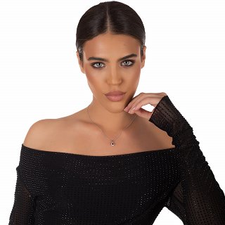 Oxzen ασημένιο κολιέ τετράγωνο μονόπετρο με ζιργκόν