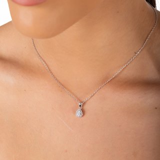 Oxzen ασημένιο κολιέ δάκρυ με ζιργκόν