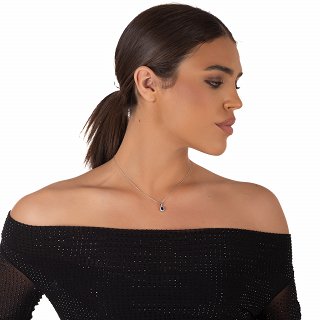 Oxzen ασημένιο κολιέ δάκρυ με ζιργκόν