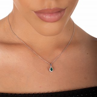 Oxzen ασημένιο κολιέ δάκρυ με ζιργκόν