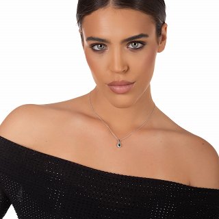 Oxzen ασημένιο κολιέ δάκρυ με ζιργκόν