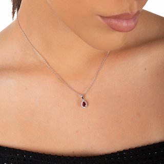 Oxzen ασημένιο κολιέ δάκρυ με ζιργκόν