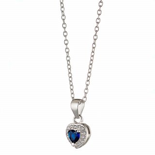 Oxzen ασημένιο κολιέ καρδιά με ζιργκόν