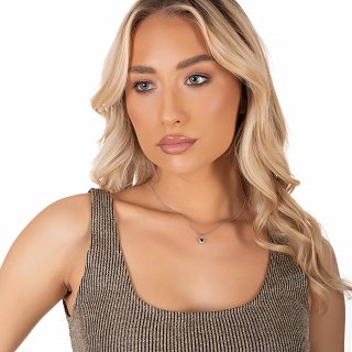 Oxzen ασημένιο κολιέ καρδιά με ζιργκόν