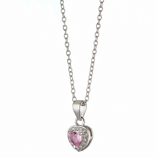 Oxzen ασημένιο κολιέ καρδιά με ζιργκόν