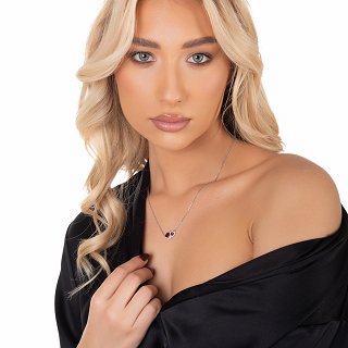 Oxzen  ασημένιο κολιέ διπλή καρδια με ζιργκόν