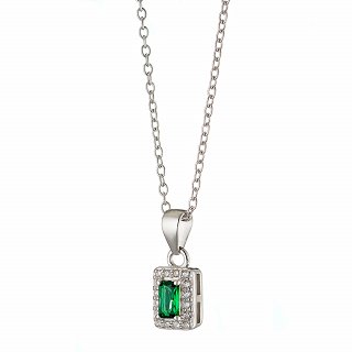 Oxzen ασημένιο κολιέ ορθογώνιο μονόπετρο με ζιργκόν