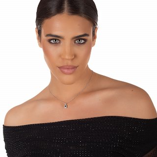 Oxzen ασημένιο κολιέ ορθογώνιο μονόπετρο με ζιργκόν