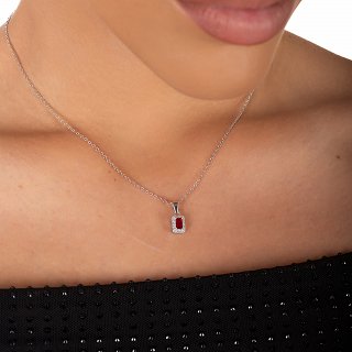 Oxzen ασημένιο κολιέ ορθογώνιο μονόπετρο με ζιργκόν