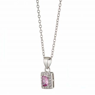 Oxzen ασημένιο κολιέ ορθογώνιο μονόπετρο με ζιργκόν