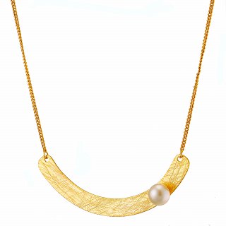 Oxzen ασημένιο κολιέ επιχρυσωμένο χειροποίητο με πέρλα