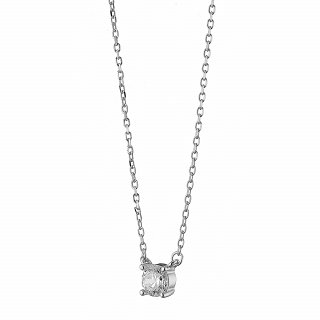 Oxzen ασημένιο κολιέ, μονόπετρο ζιργκόν