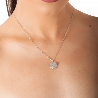 Oxzen ασημένιο κολιέ με λευκά micro ζιργκόν