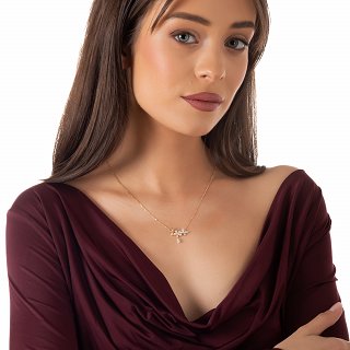 Oxzen ασημένιο κολιέ με οπάλιο και λευκά ζιργκόν