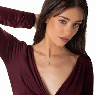 Oxzen ασημένιο κολιέ, μονόπετρο με ζιργκόν