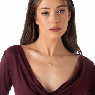 Oxzen ασημένιο κολιέ με ζιργκόν