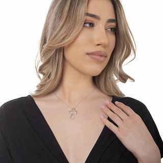 Oxzen κολιέ ασημένιο σταυρός με πέτρες ζιργκόν