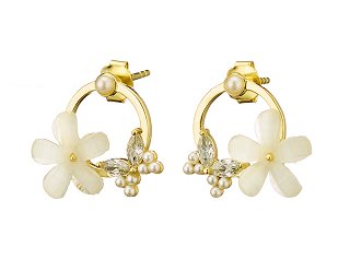 Oxzen σκουλαρίκια καρφωτά ασημένια με μαργαρίτα και πέτρες ζιργκόν