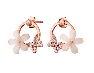 Oxzen σκουλαρίκια καρφωτά ασημένια με μαργαρίτα και πέτρες ζιργκόν