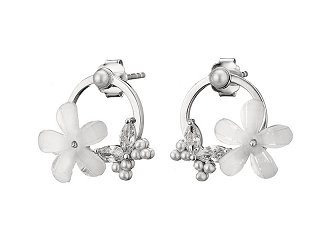 Oxzen σκουλαρίκια καρφωτά ασημένια με μαργαρίτα και πέτρες ζιργκόν