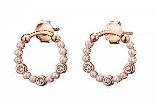 Oxzen σκουλαρίκια καρφωτά ασημένια στρογγυλό με περλίτσες