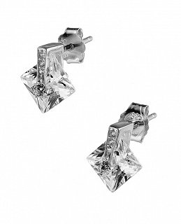 Oxzen σκουλαρίκια καρφωτά ασημένια με τετράγωνη πέτρα ζιργκόν