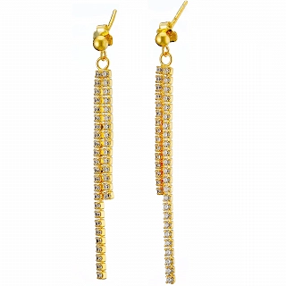 Oxzen σκουλαρίκια κρεμαστά ασημένια με διπλή σειρά ζιργκόν