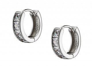 Oxzen σκουλαρίκια κρικάκια μικρά ασημένια φαρδύ με πέτρες ζιργκόν