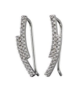 Oxzen σκουλαρίκι ασημένιο ear climber με πέτρες ζιργκόν