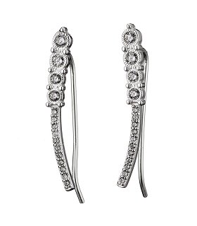 Oxzen σκουλαρίκι ασημένιο ear climber με πέτρες ζιργκόν