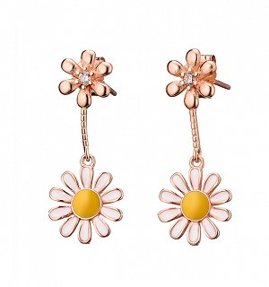 Oxzen σκουλαρίκια κρεμαστά ασημένια μαργαρίτα