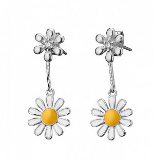 Oxzen σκουλαρίκια κρεμαστά ασημένια μαργαρίτα