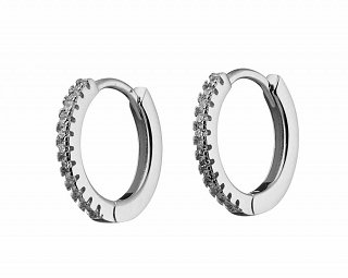 Oxzen σκουλαρίκια κρικάκια μικρά ασημένια με πέτρες ζιργκόν