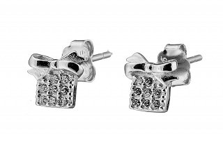 Oxzen σκουλαρίκια καρφωτά ασημένια χριστουγεννιάτικο κουτάκι δώρου με πέτρες ζιργκόν