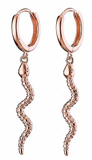 Oxzen σκουλαρίκια κρίκοι ασημένιοι με φιδάκι κρεμαστό