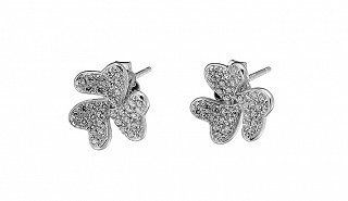 Oxzen σκουλαρίκια καρφωτά ασημένια λουλούδι με ζιργκόν