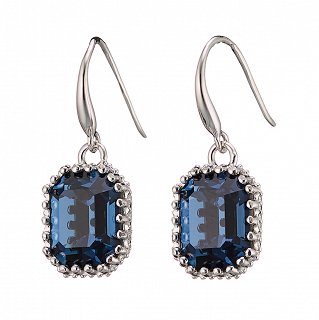 Oxzen σκουλαρίκια κρεμαστά ασημένια με μπλε πέτρα ζιργκόν