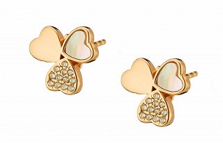 Oxzen σκουλαρίκια καρφωτά ασημένια με φιλντίσι και πέτρες ζιργκόν