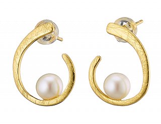 Oxzen σκουλαρίκια κρεμαστά ασημένια χειροποίητα με πέρλα Majorica