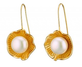 Oxzen σκουλαρίκια κρεμαστά ασημένια χειροποίητα με πέρλα Majorica