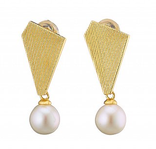 Oxzen σκουλαρίκια κρεμαστά ασημένια χειροποίητα με πέρλα Majorica