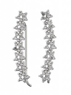 Oxzen σκουλαρίκι ασημένιο ear climber με πέτρες ζιργκόν