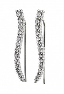 Oxzen σκουλαρίκι ασημένιο ear climber με πέτρες ζιργκόν