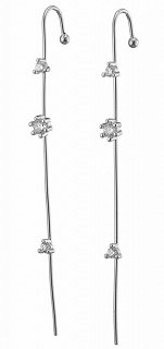 Oxzen σκουλαρίκι ασημένιο ear climber με πέτρες ζιργκόν