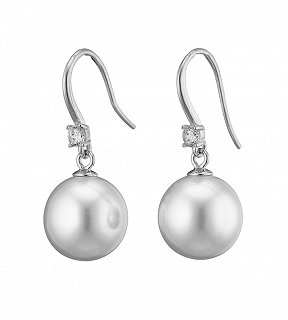 Oxzen σκουλαρίκια κρεμαστά ασημένια πέρλα Majorica